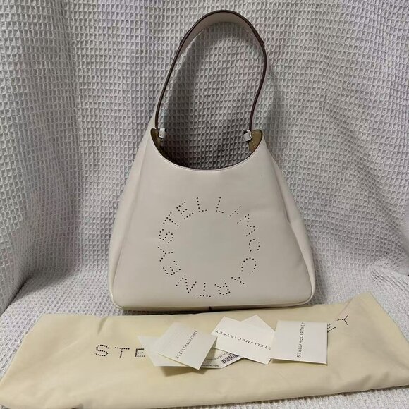 NEW Stella McCartney Logo Slouchy Hobo Tote Bag IN WHITE - Picture 1 of 9